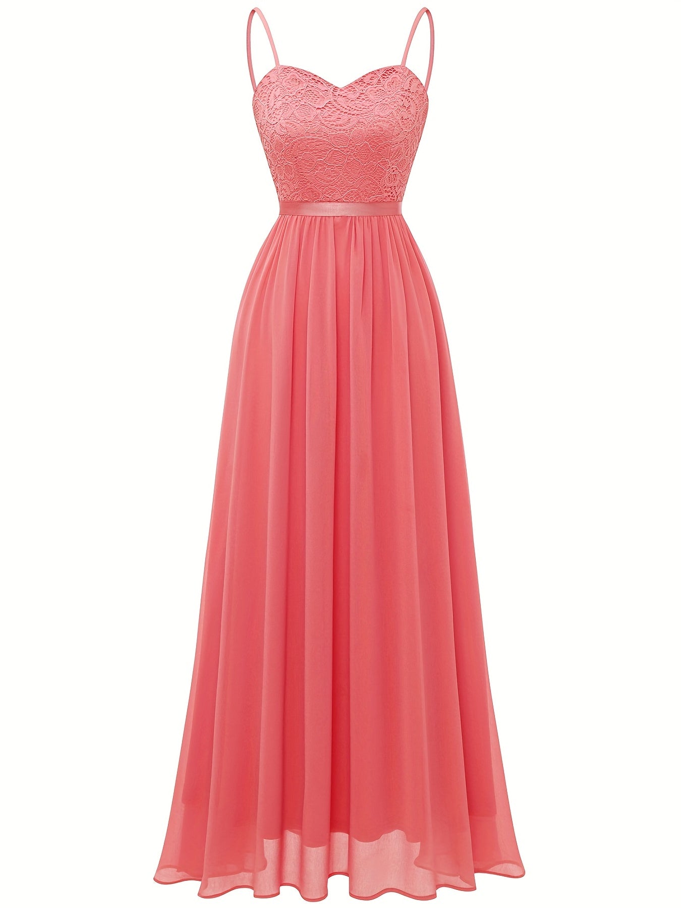 Lace Pleated Bridesmaid Dress Spaghetti Strap Wedding Party Dress