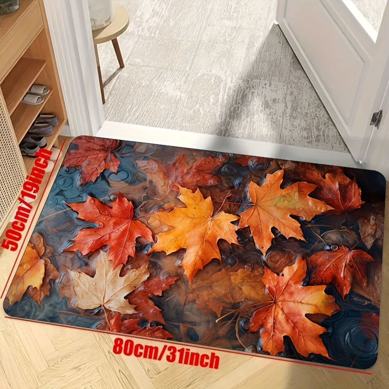Leaves Pattern Rug Maple Leaves Water Surface Floor Mat