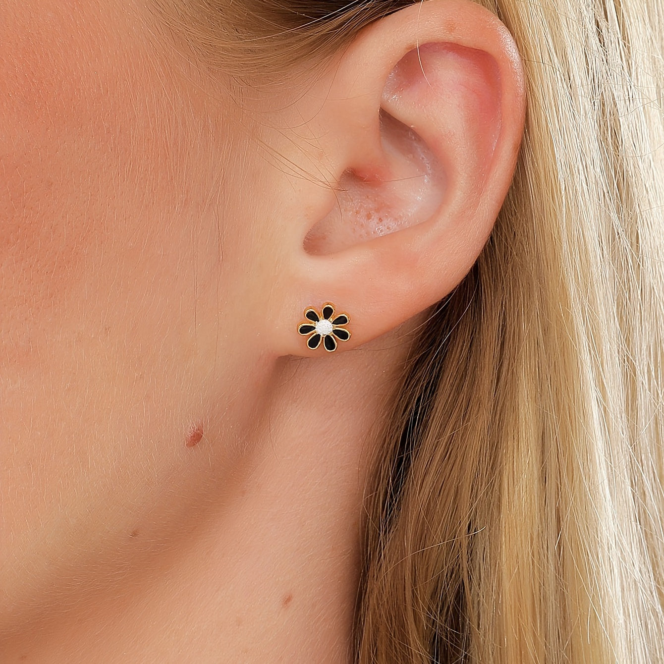Colorful Flower Stainless Steel Stud Earrings