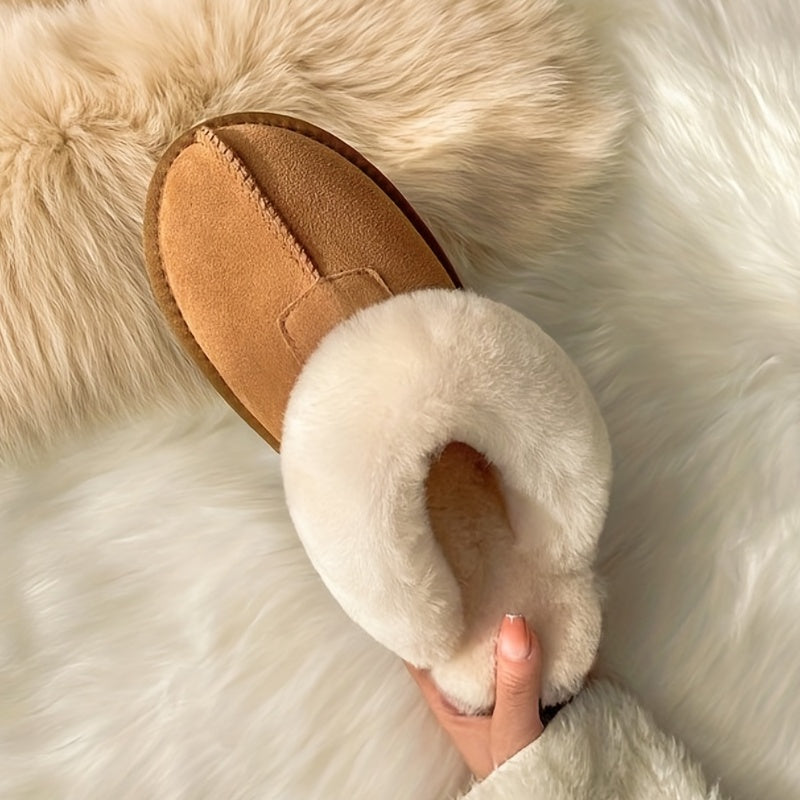 Plush Lined Slippers Cozy Slip On Shoes Soft Fur House Slippers
