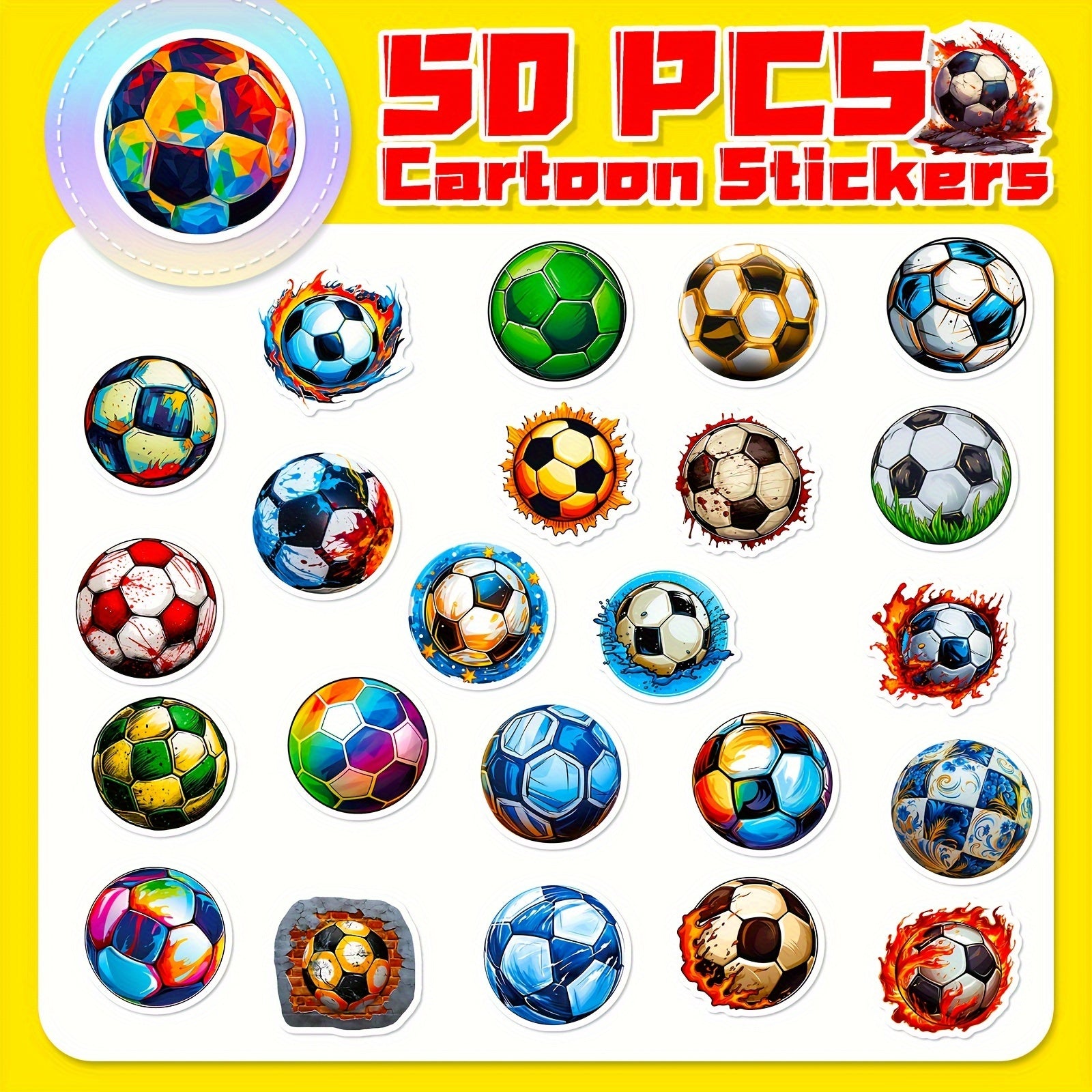 50pcs Football Series Stickers Waterproof Decorative DIY Creative