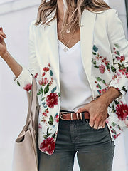 Floral Print Plus Size Long Sleeve Boho Blazer