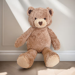 Soft Plush Love Bear Stuffed Animal Brown Teddy with Heart Detail