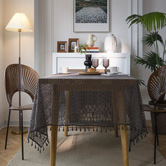Bohemian Gray Lace Tablecloth for Parties and Home Decor