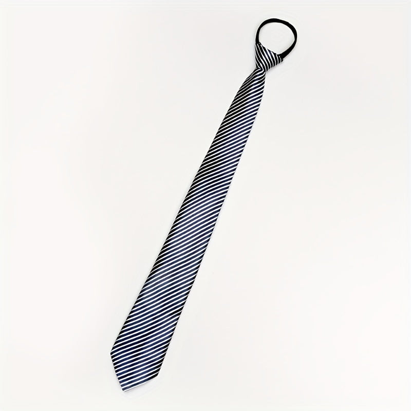 Striped Tie Men's Formal Business Zipper Slacker Easy Pull
