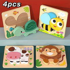 Wooden Animals Puzzle Toy for Color & Shape Learning