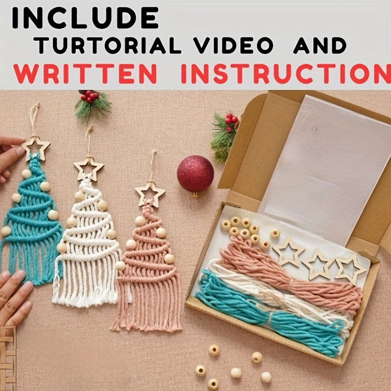 3pcs Macrame Cord Christmas Tree DIY Kit
