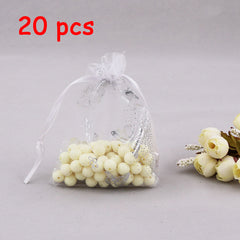 Organza Bags Silver Stamped Butterfly Wedding Favor Drawstring Jewelry Gift Bags
