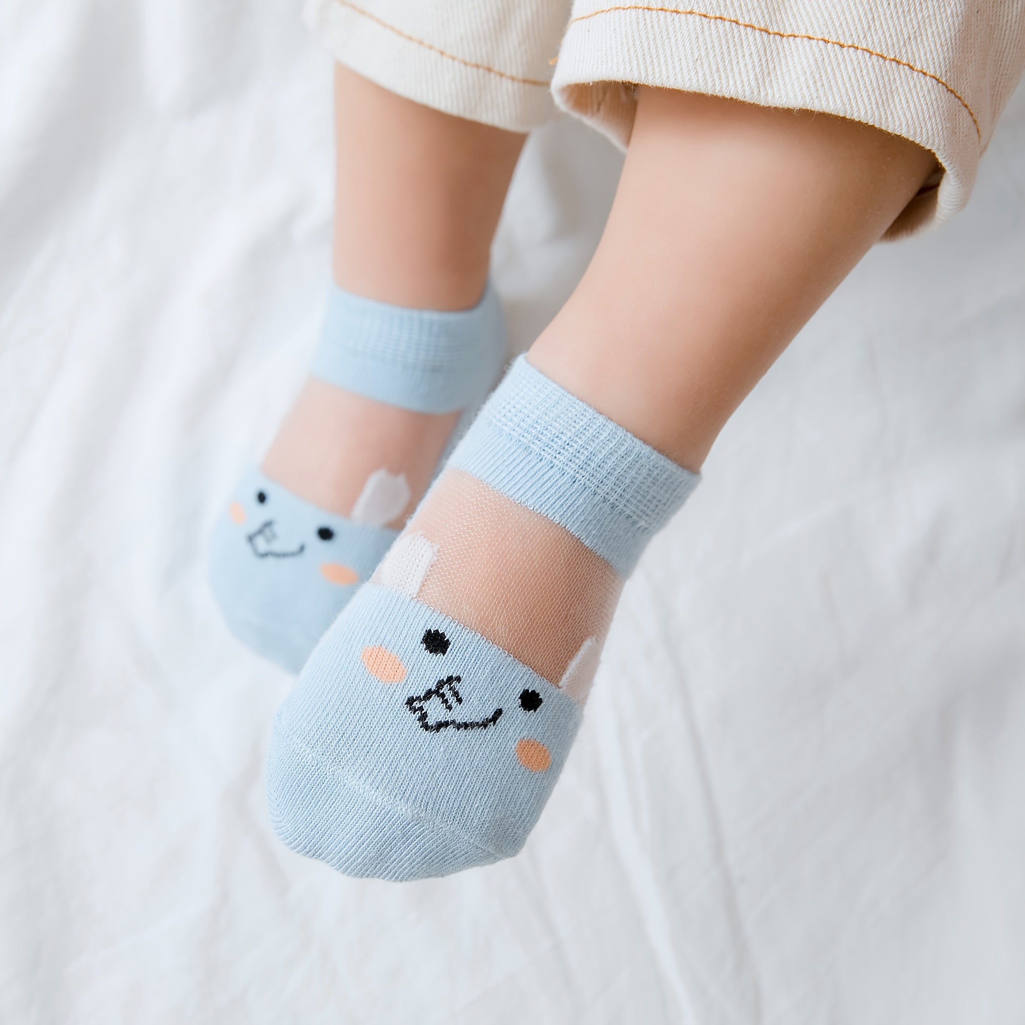 5 Pairs Boy's Cartoon Animal Thin Crew Socks Cotton Blend Comfy Casual Style