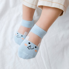 5 Pairs Boy's Cartoon Animal Thin Crew Socks Cotton Blend Comfy Casual Style