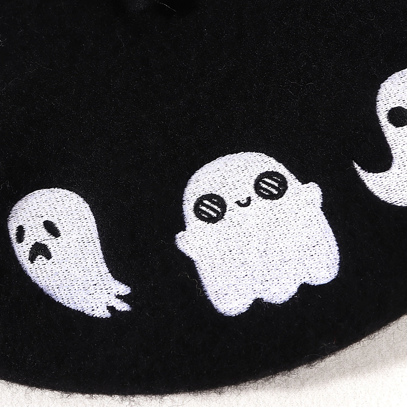 Ghost Embroidery Woolen Beret Women's Hat Painter Hat Winter Warm Beret Hat Cap