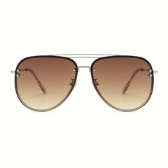 OUWEN Large Frame Sunshade Sunglasses Golden Gradient UV400 Protection