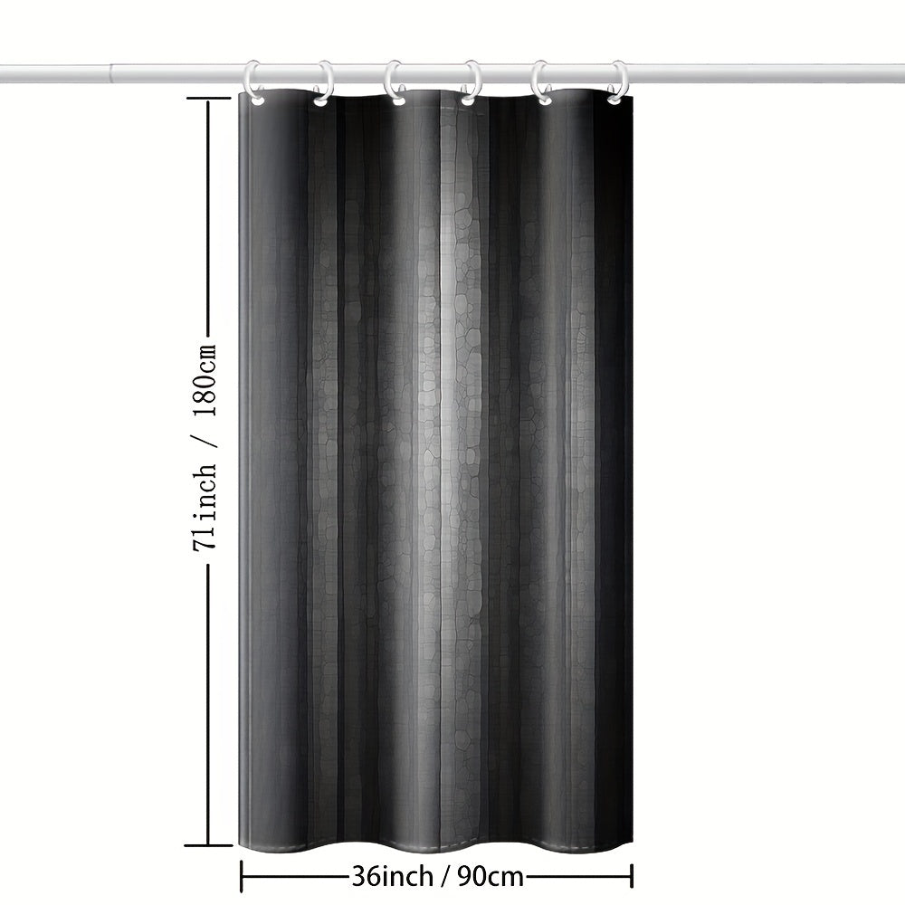 Waterproof Silk Gradient Shower Curtain with 12 Hooks