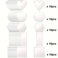 50 Acrylic Keychain Blanks Variety Shapes DIY Crafts Projects