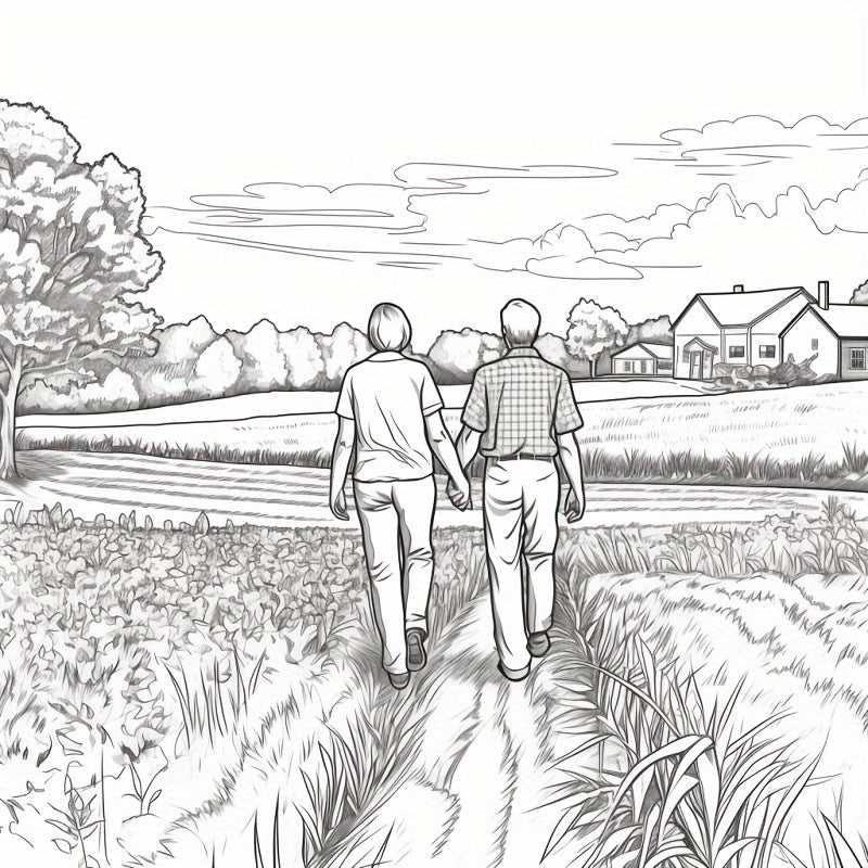 22pcs Romantic Countryside Coloring Book - Holiday Party Gift