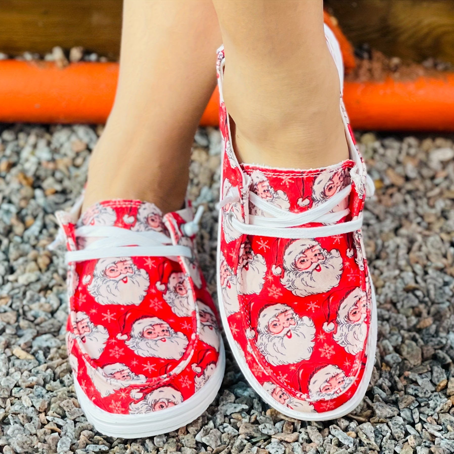Christmas Cartoon Print Skateboard Shoes Lightweight Low Top Walking Sneakers