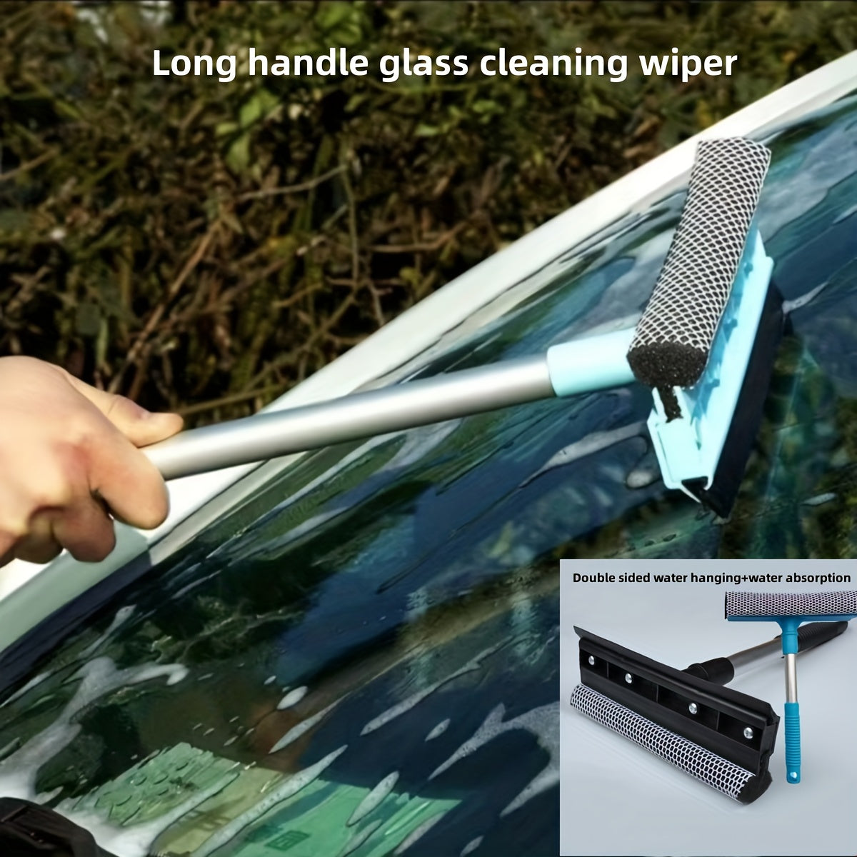 Detachable Double-sided Glass Wiper Long Handle Window Brush