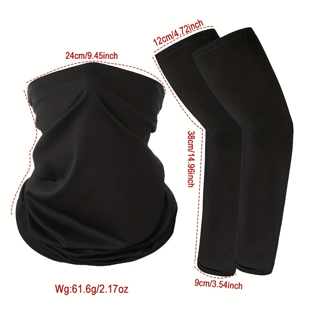2pcs Outdoor Sunscreen Neck Gaiter Riding Mask And Sunshade Sleeve Set