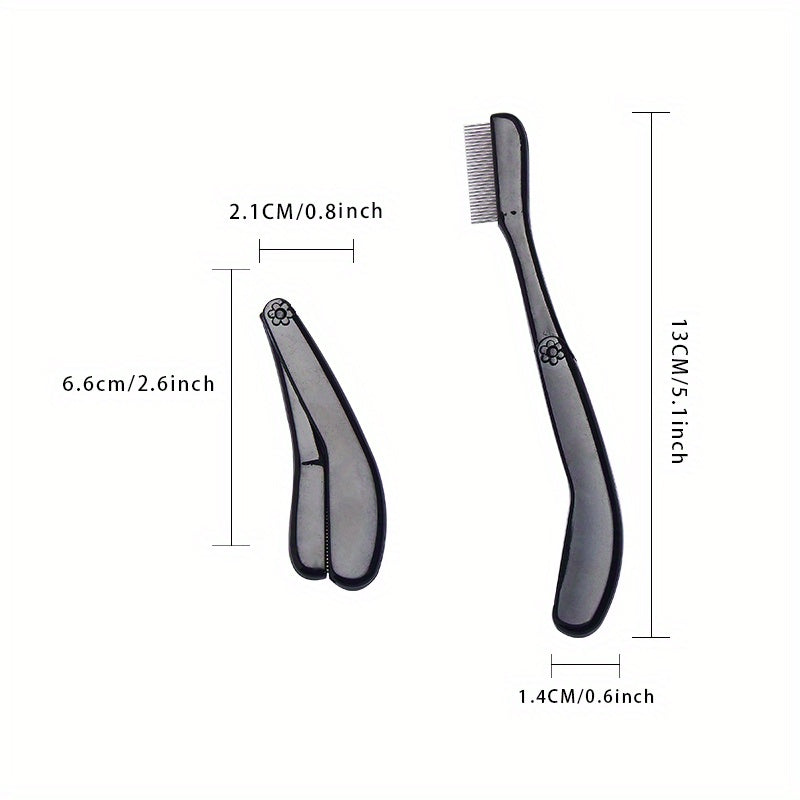 Portable Folding Eyelash Comb Stainless Steel Teeth Mini Metal Eyebrow Comb