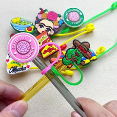 10pcs Cartoon Reusable Silicone Straw Caps Dustproof Cup Stopper
