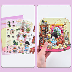 50pcs Mini House Scene Stickers Book Kapibala Cover DIY Scrapbook Decals