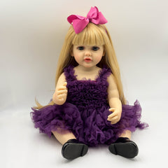 Enchanting Princess Doll Handcrafted Reborn Girl Blonde Wig Purple Gown