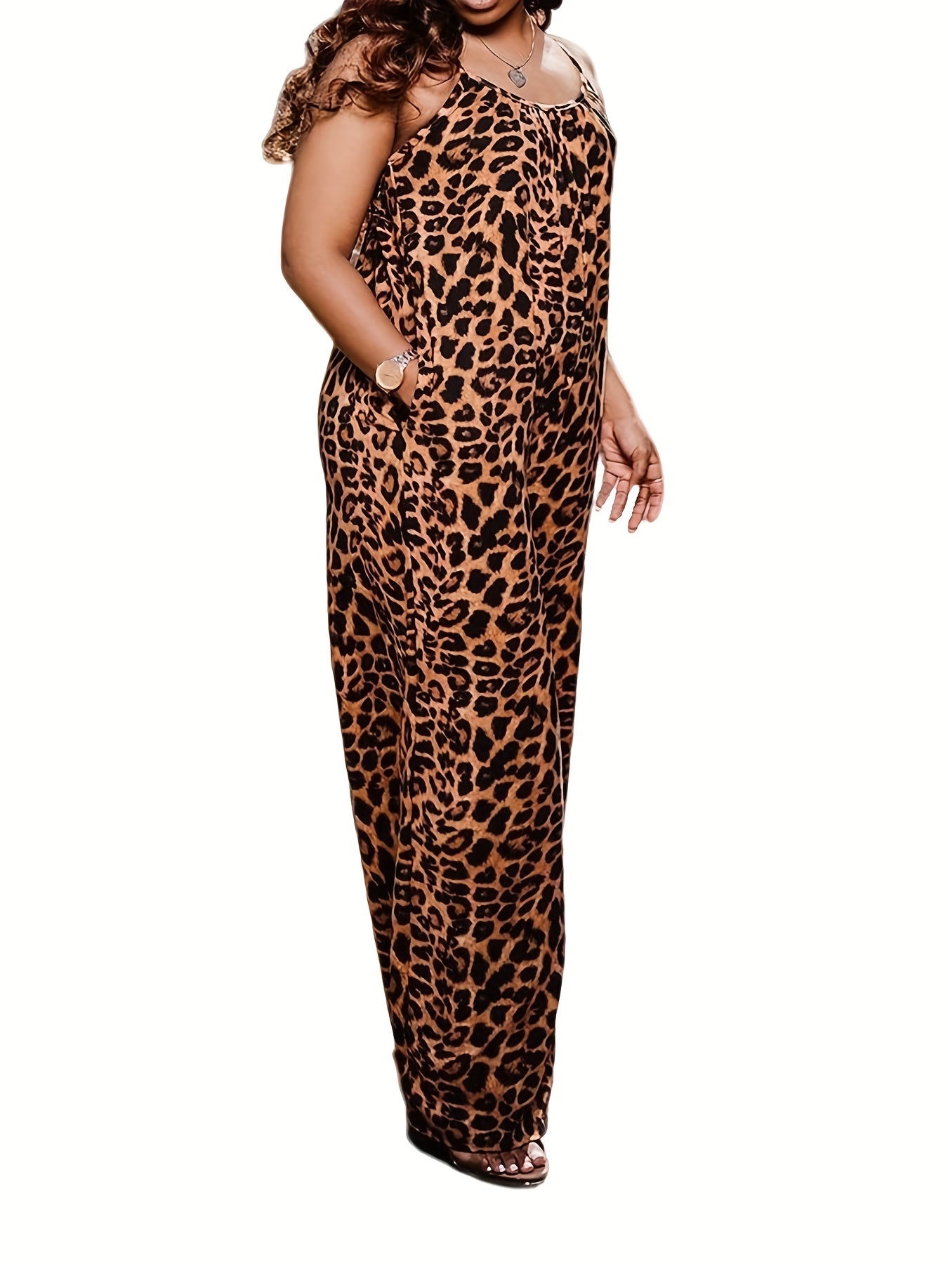 Leopard Print Wide Leg Jumpsuit