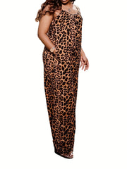 Leopard Print Wide Leg Jumpsuit
