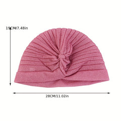 Glitter Pleated Turban Caps Elastic Beanie Chemo Hats