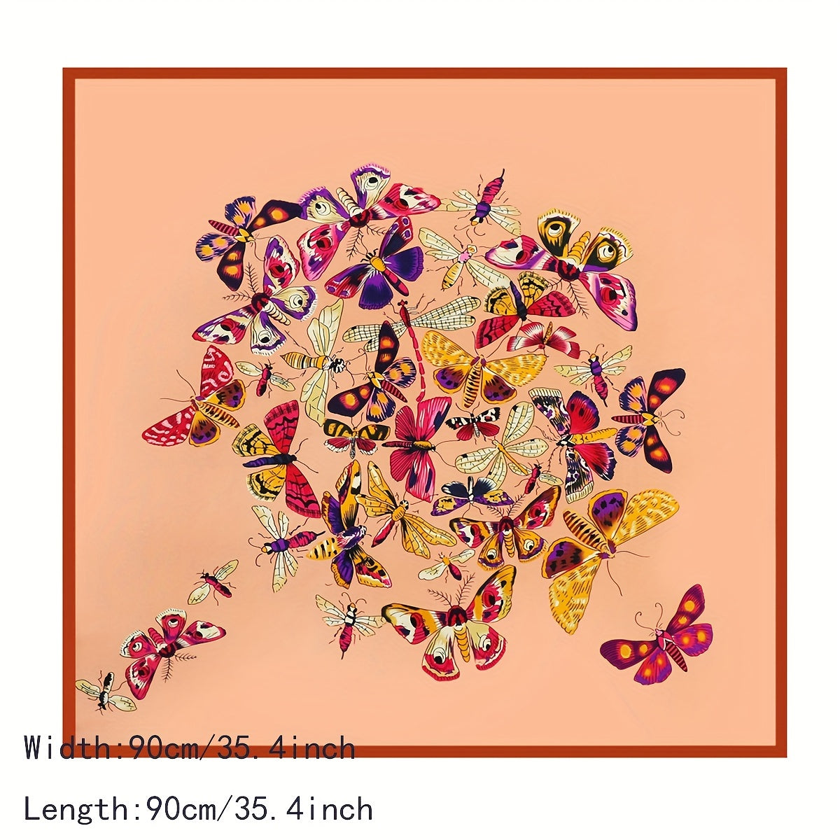 Butterfly Print Square Scarf Large Satin Shawl Bandana Women Casual