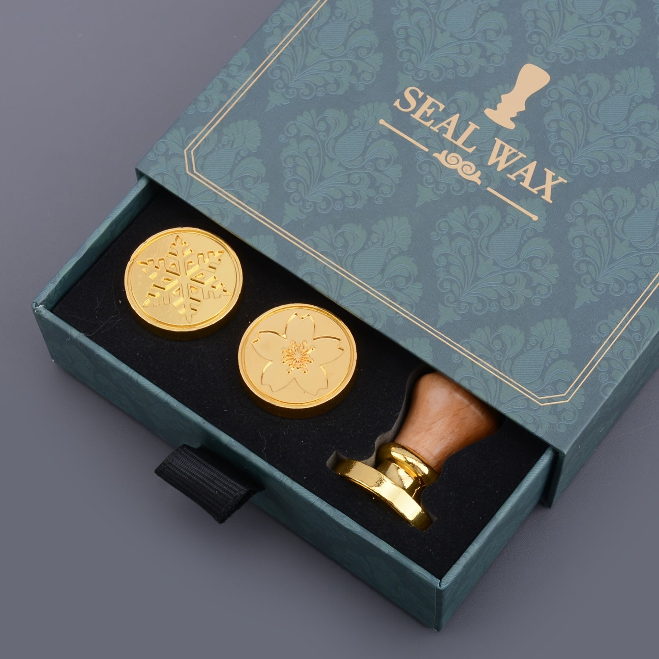 Christmas Wax Seal Stamp Set 6pcs Sealing Wax Stamp Heads & 1pc Wooden Handle