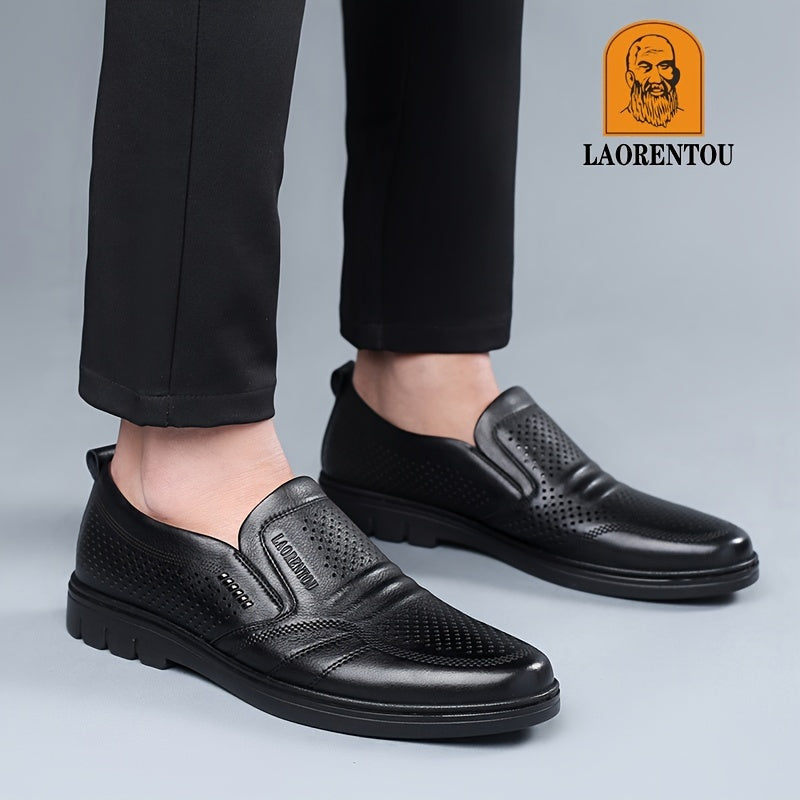 LAORENTOU Men's Leather Oxford Shoes Lightweight Slip On Dress Shoes