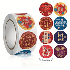 500 Pcs Happy Year Stickers Chinese Year Wishes Easy Tear Art Paper Year Decal