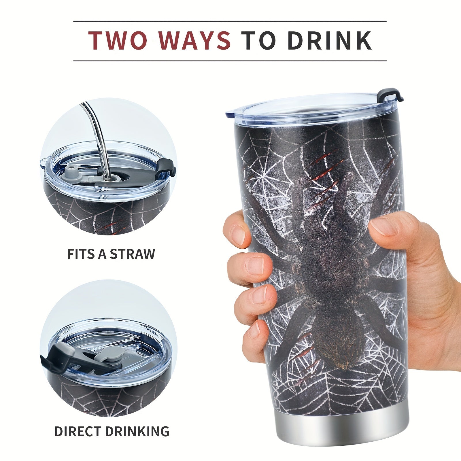 20oz Spider Pattern Stainless Steel Tumbler Cup