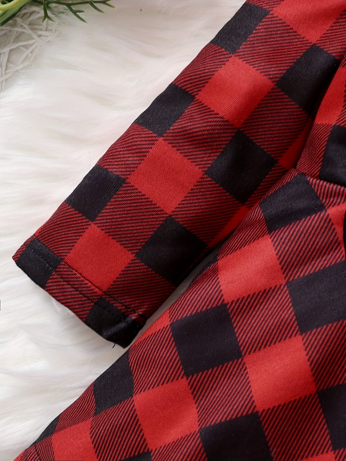 Baby Girls Christmas Plaid Dress Big Bow Long Sleeve Puffy