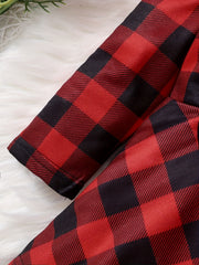 Baby Girls Christmas Plaid Dress Big Bow Long Sleeve Puffy