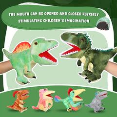 6pcs Dinosaur Hand Puppets Realistic Plush Dino Puppet Set for Kids