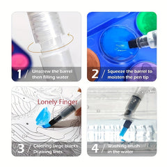 9pcs Watercolor Brush Pens Set for Beginners & Kids