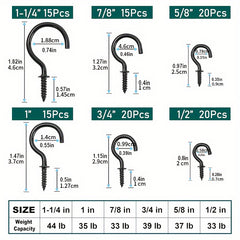 105pcs Cup Hooks Screw-in Kit for Hanging Jewelry Silvery