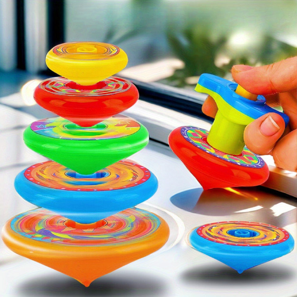 6pcs Five Tops 1 Launcher Kids Toy Various Gameplay Colorful Layer Spin