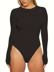 Long Sleeve Sports Jumpsuit Round Neck Bodysuit
