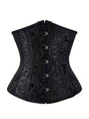 Jacquard Strapless Corset Retro Court Style Lace Up Body Shaper