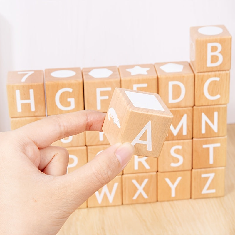 Wooden Alphabet Blocks Educational Toy for Learning ABCs Sensory Play