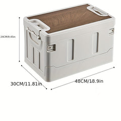 Collapsible Storage Box With Wooden Lid Large Capacity