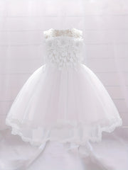 Mesh Floral Gown Dress Baby One year old Baby Birthday Party Wedding Flower Girl