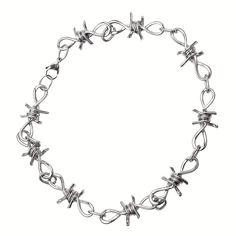 Girl's Silver Barbed Wire Necklace Stainless Steel