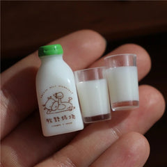 1:6 Dollhouse Milk Bottle Cup Mini Drinks Pretend Food for Doll OB11 Accessories