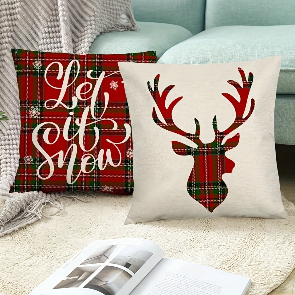 Plaid Christmas Pillow Cover for Home Decor