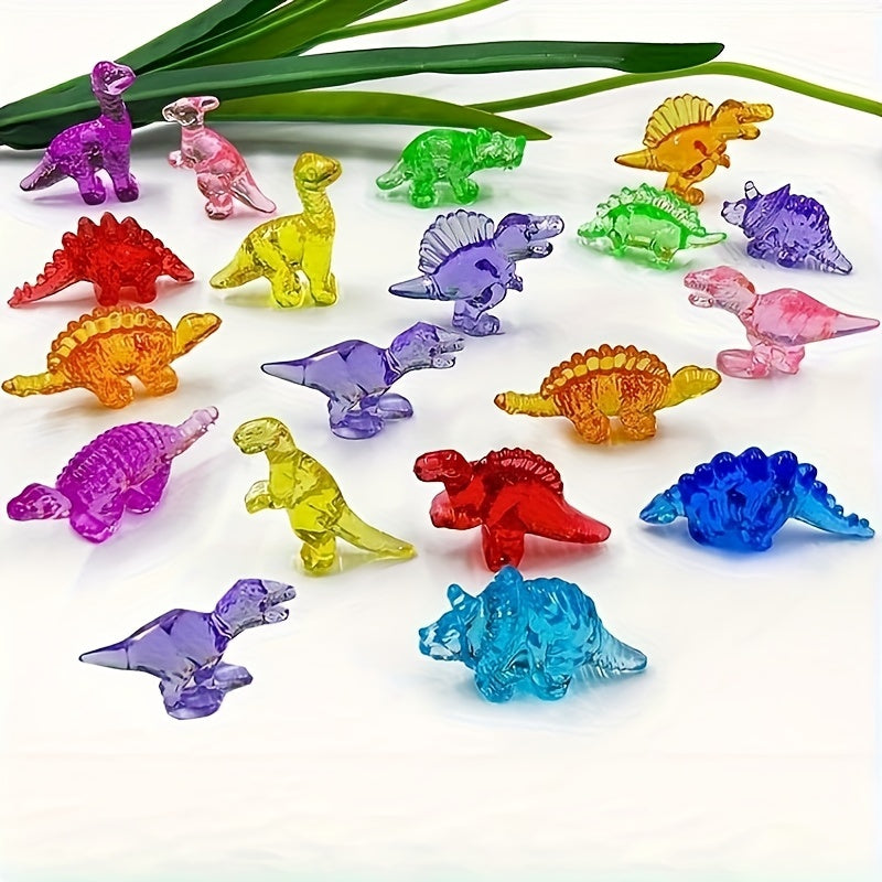 24pcs Dinosaur Toys Acrylic Dino Decoration Gems DIY Happy Birthday Party