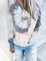 Tie Dye Kangaroo Pocket Hoodie Long Sleeve Sweatshirt Women's Clothing
